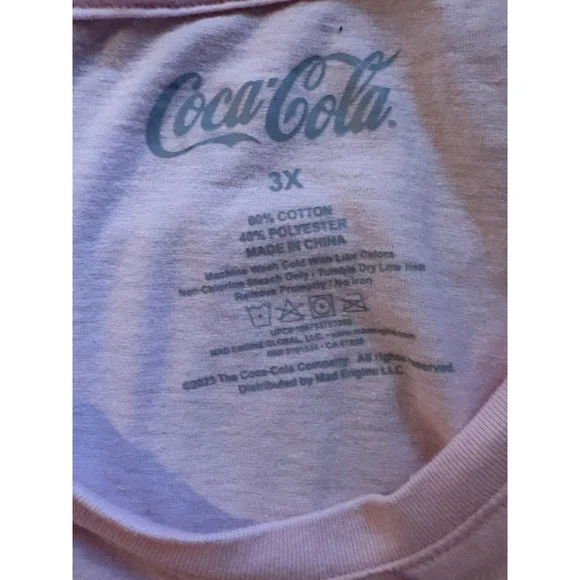 Coca-Cola Cherry Coke Pink Graphic T-Shirt Women's Plus 3X Mad Engine Y2K Style - Picture 2 of 4